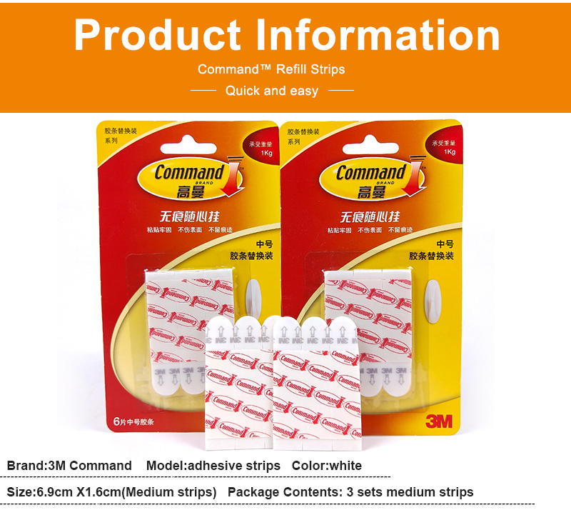 Large Command Replacement Strips 3M Command Poster Strips 3M Double-sided  Tape Command Refill Strips - AliExpress