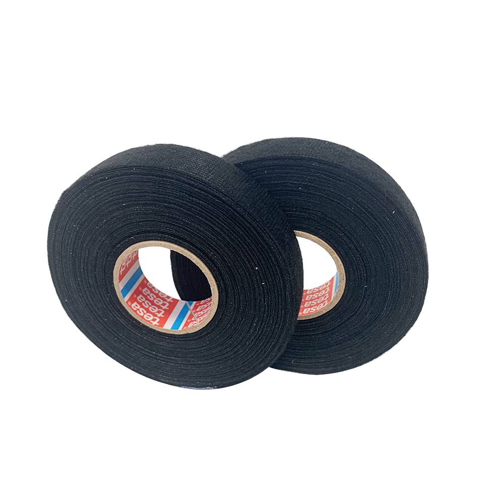 Black Tesa 51618 Wire Harness Tape PET Fleece Tape With Rubber Adhesive