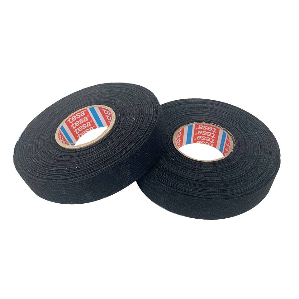 Black Tesa 51618 Wire Harness Tape PET Fleece Tape With Rubber Adhesive